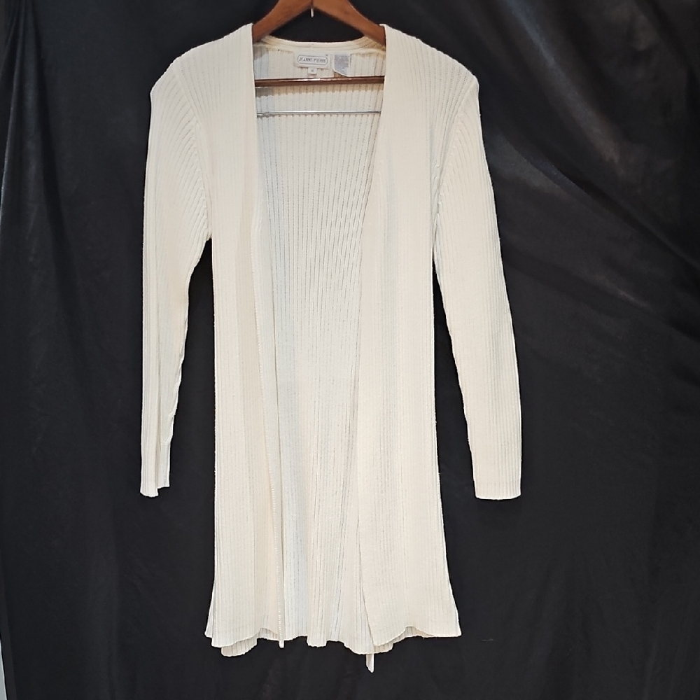 JEANNE PIERRE Women's Cream Open Front Cardigan